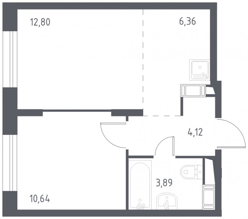 2-комнатная квартира с полной отделкой, 37.81 м2, 13 этаж, сдача 3 квартал 2023 г., ЖК Люберцы, корпус 66 - объявление 1804841 - фото №1