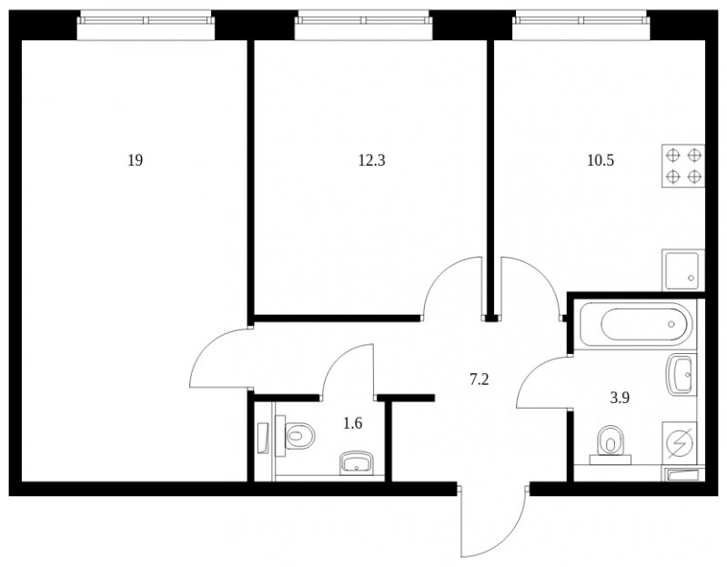 2-комнатная квартира с полной отделкой, 53.8 м2, 11 этаж, сдача 4 квартал 2023 г., ЖК Саларьево Парк, корпус 48.2 - объявление 1931054 - фото №1