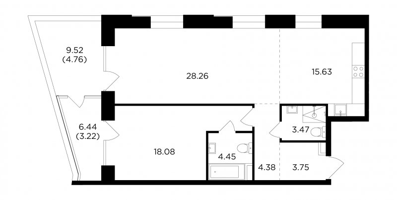 2-комнатная квартира без отделки, 86 м2, 5 этаж, сдача 4 квартал 2023 г., ЖК FORIVER, корпус 5 - объявление 1748112 - фото №1
