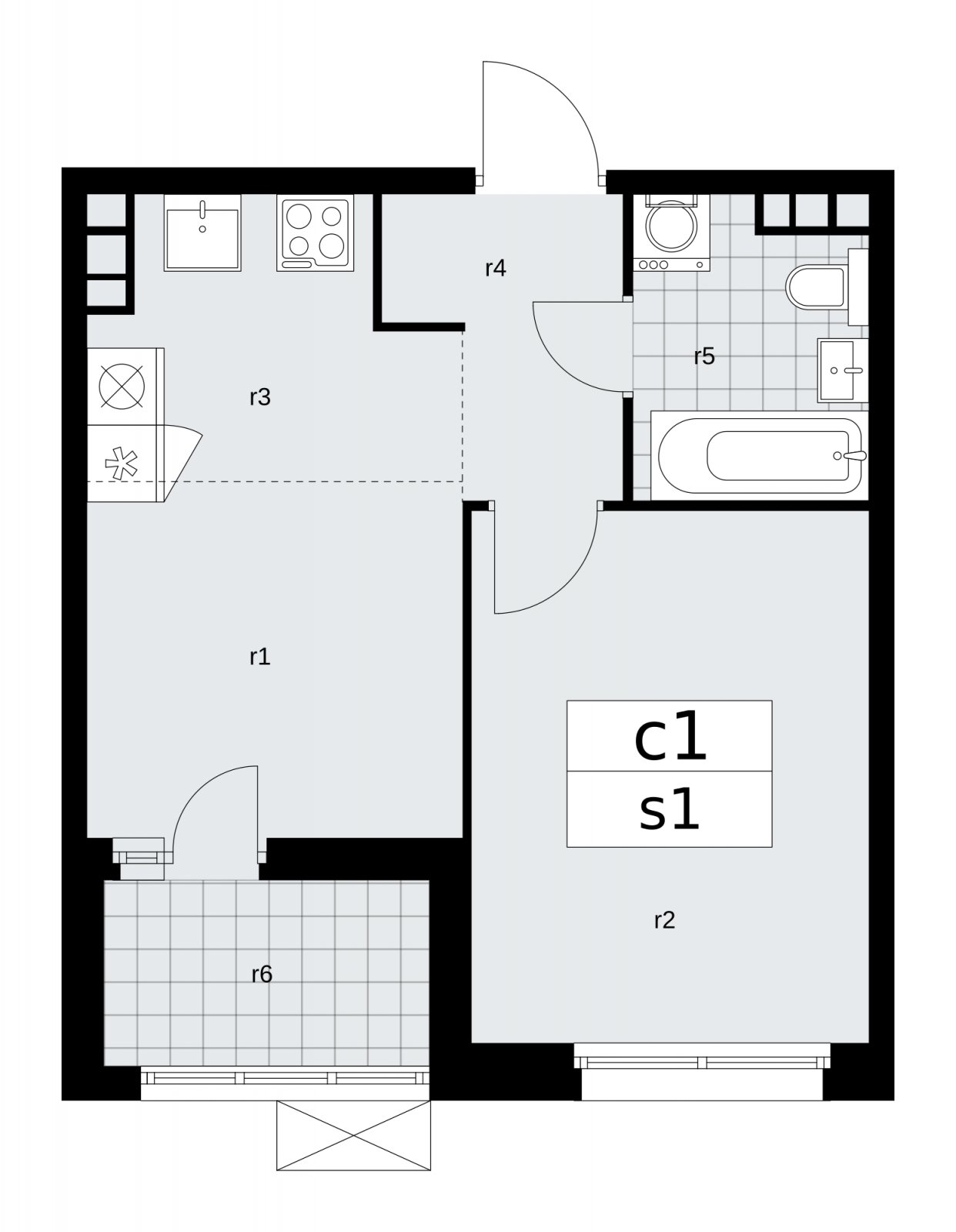 2-комнатная квартира (евро) с частичной отделкой, 36.2 м2, 6 этаж, сдача 2 квартал 2026 г., ЖК Скандинавия, корпус 25.3 - объявление 2283899 - фото №1