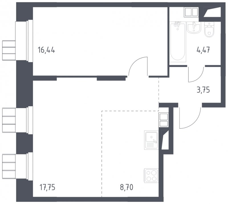 2-комнатные апартаменты с полной отделкой, 51.11 м2, 3 этаж, сдача 1 квартал 2023 г., ЖК Тропарево Парк, корпус 1.1 - объявление 1643846 - фото №1