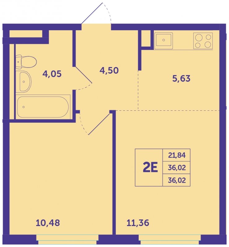 2-комнатная квартира (евро) с полной отделкой, 36.02 м2, 2 этаж, сдача 1 квартал 2023 г., ЖК Большое Путилково, корпус 12 - объявление 1515862 - фото №1