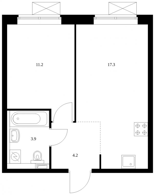 1-комнатная квартира с полной отделкой, 36.6 м2, 26 этаж, сдача 4 квартал 2023 г., ЖК Новохохловская 15, корпус 4 - объявление 1675420 - фото №1