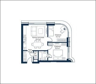2-комнатная квартира с частичной отделкой, 56 м2, 34 этаж, дом сдан, ЖК City Bay, корпус Atlantic Ocean 2 - объявление 1933001 - фото №1