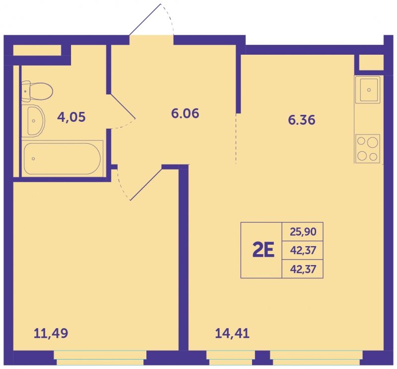 2-комнатная квартира (евро) с полной отделкой, 42.37 м2, 2 этаж, сдача 3 квартал 2023 г., ЖК Большое Путилково, корпус 13 - объявление 1544913 - фото №1