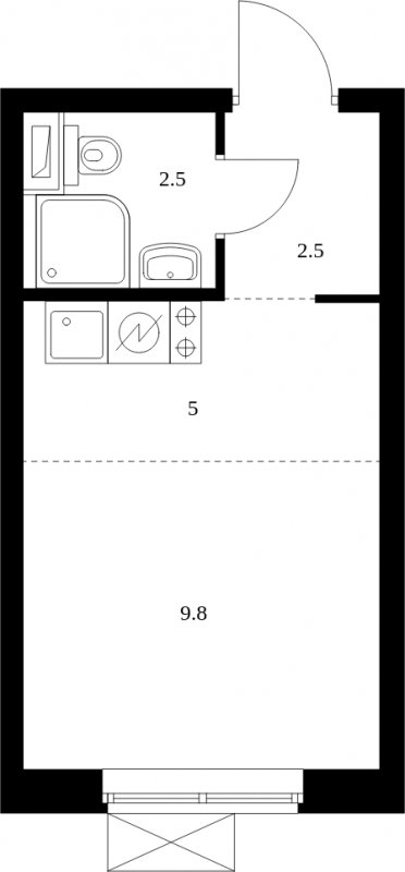 Студия с полной отделкой, 19.8 м2, 21 этаж, сдача 2 квартал 2023 г., ЖК Второй Нагатинский, корпус 3 - объявление 1973182 - фото №1