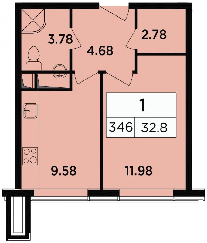 1-комнатные апартаменты 32.8 м2, 15 этаж, дом сдан, ЖК Легендарный Квартал на Березовой  аллее, корпус 5 - объявление 1471550 - фото №1
