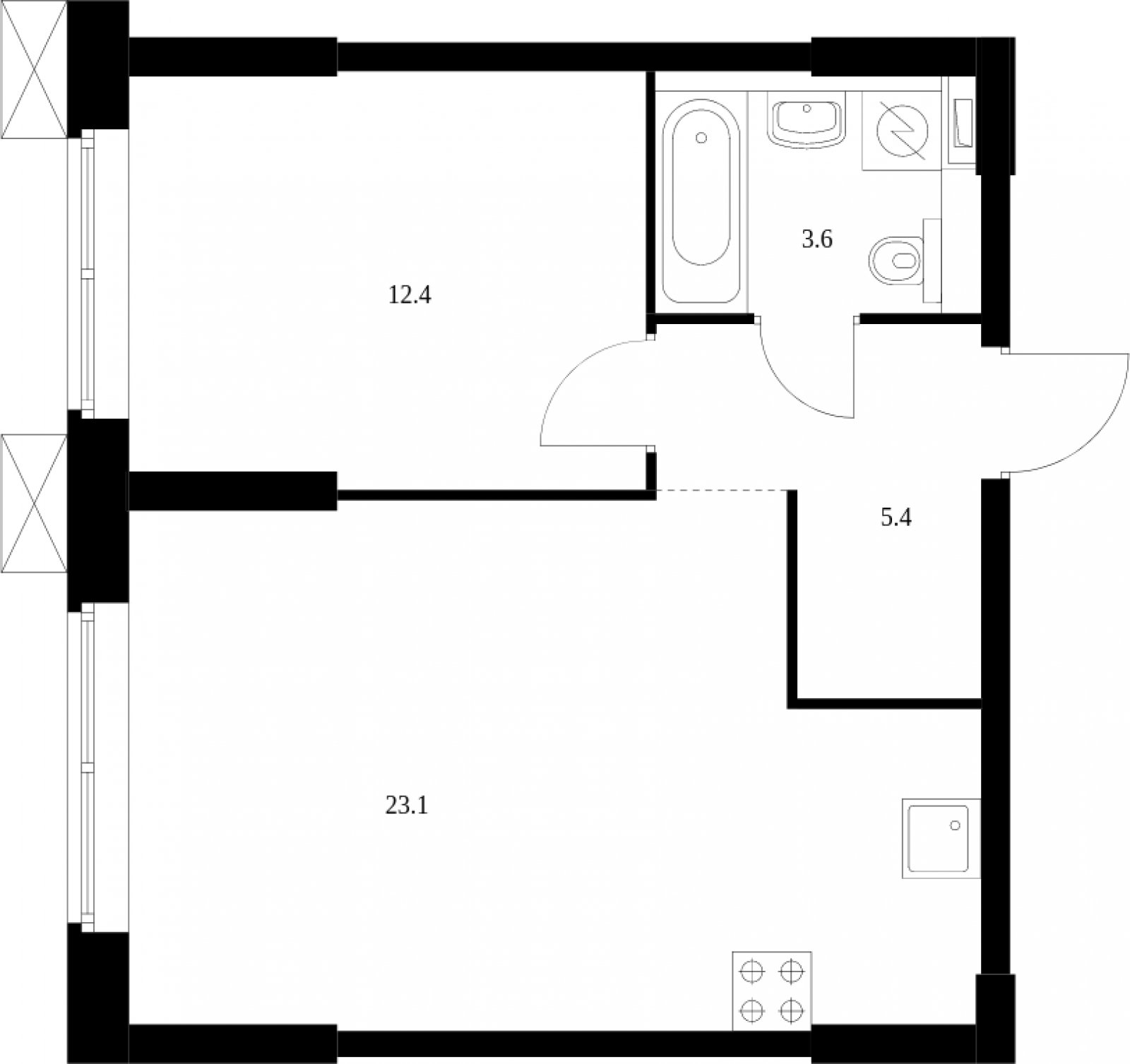 1-комнатные апартаменты с полной отделкой, 44.5 м2, 5 этаж, сдача 2 квартал 2023 г., ЖК Волоколамское 24, корпус 3 - объявление 2022887 - фото №1
