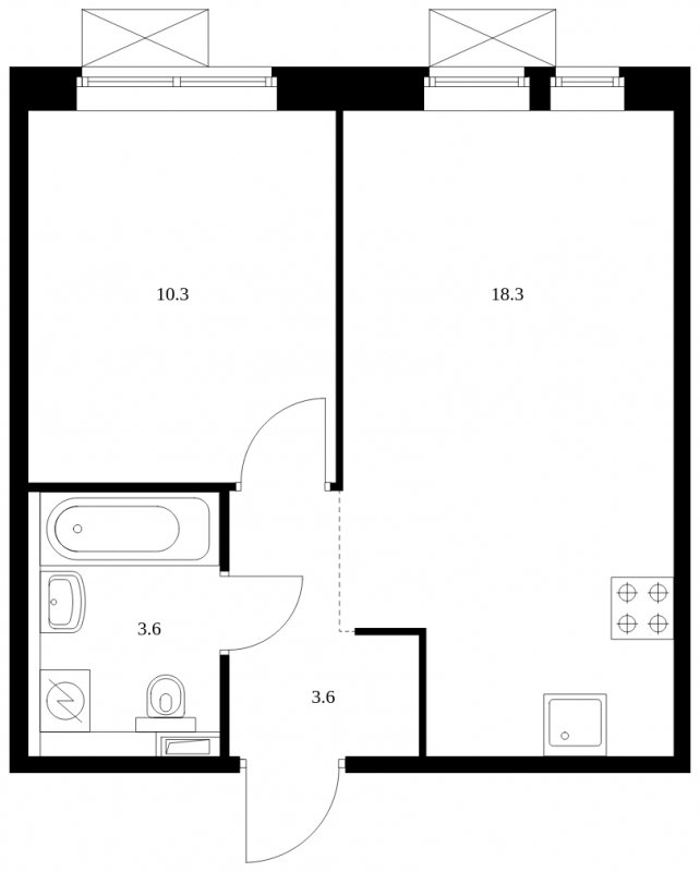 1-комнатная квартира с полной отделкой, 35.8 м2, 8 этаж, сдача 2 квартал 2023 г., ЖК Ильинские Луга, корпус 1.13-1.14 - объявление 1605725 - фото №1