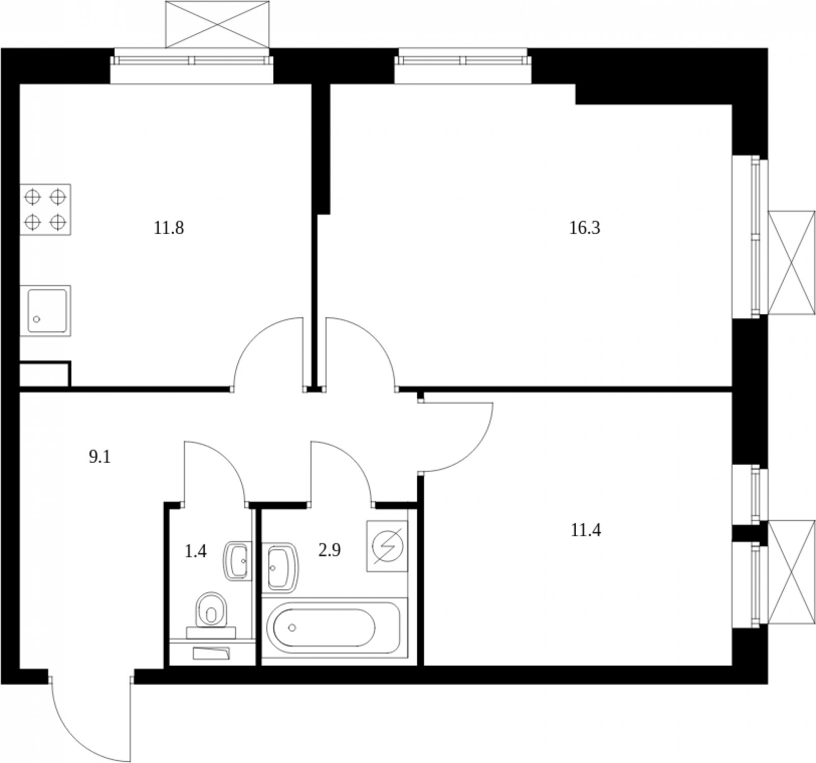 2-комнатная квартира с полной отделкой, 53 м2, 3 этаж, сдача 2 квартал 2023 г., ЖК Второй Нагатинский, корпус 2 - объявление 2055972 - фото №1