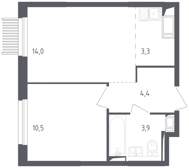 2-комнатная квартира с полной отделкой, 36.1 м2, 13 этаж, сдача 2 квартал 2025 г., ЖК Мытищи Парк, корпус 4 - объявление 1823445 - фото №1