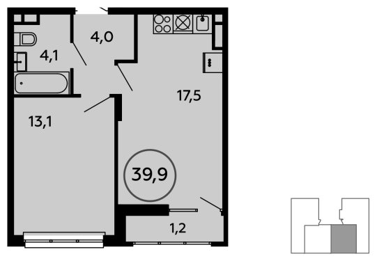 1-комнатная квартира с полной отделкой, 39.9 м2, 8 этаж, сдача 3 квартал 2023 г., ЖК Скандинавия, корпус 2.14.2 - объявление 1816332 - фото №1