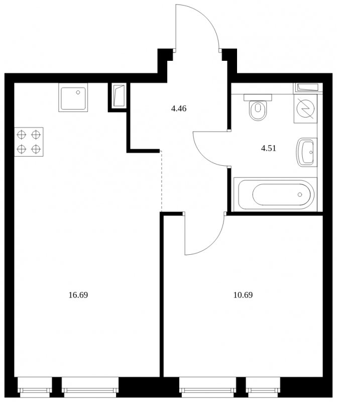 1-комнатная квартира с полной отделкой, 36.35 м2, 17 этаж, сдача 1 квартал 2024 г., ЖК Green Park, корпус 8 - объявление 1687814 - фото №1