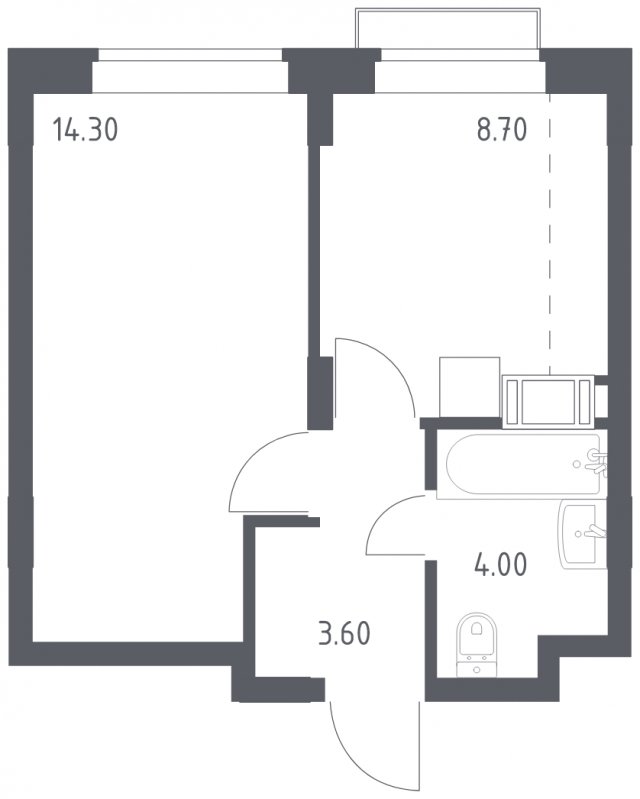 1-комнатная квартира с полной отделкой, 30.6 м2, 14 этаж, сдача 1 квартал 2023 г., ЖК Алхимово, корпус 3.1 - объявление 1503616 - фото №1