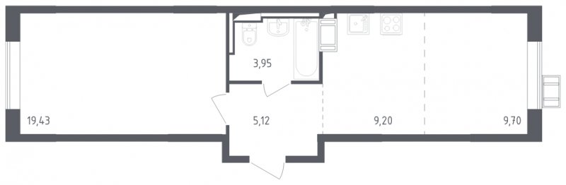 2-комнатная квартира с полной отделкой, 47.4 м2, 14 этаж, сдача 2 квартал 2023 г., ЖК Пригород Лесное, корпус 1.1 - объявление 1572006 - фото №1