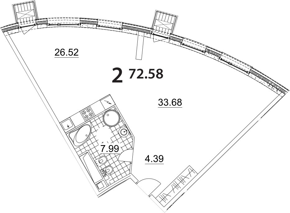 2-комнатные апартаменты 74.3 м2, 16 этаж, дом сдан, ЖК Апарт-комплекс Nakhimov, корпус 1 - объявление 2063745 - фото №1