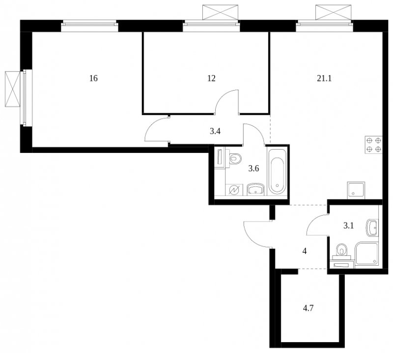 2-комнатная квартира с полной отделкой, 67.9 м2, 10 этаж, сдача 4 квартал 2023 г., ЖК Большая Академическая 85, корпус 2.2 - объявление 1680949 - фото №1
