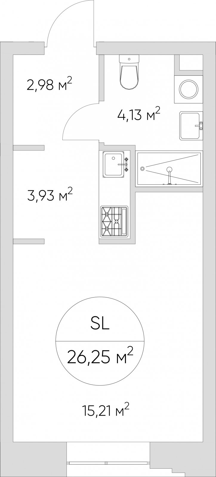 Студия без отделки, 26.25 м2, 20 этаж, дом сдан, ЖК N'ICE LOFT, корпус 1 - объявление 2415790 - фото №1