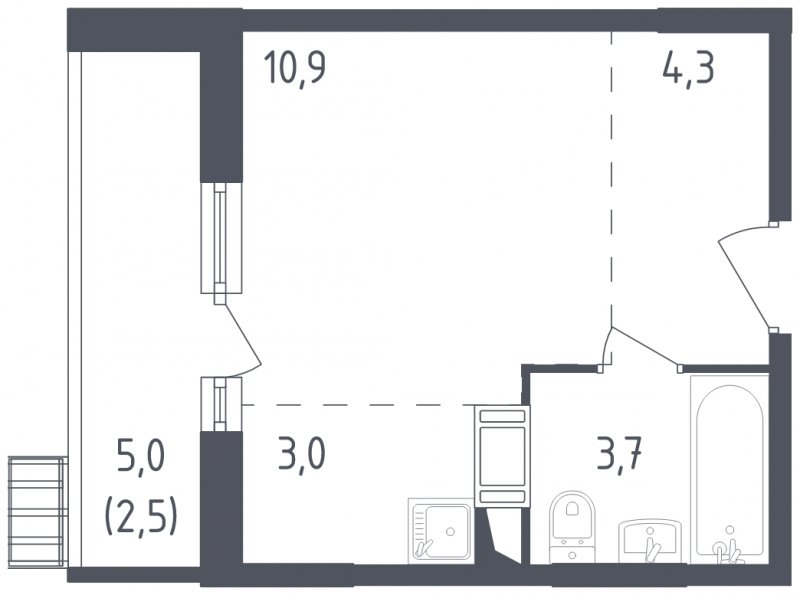 Студия с полной отделкой, 26.6 м2, 3 этаж, сдача 2 квартал 2022 г., ЖК Алхимово, корпус 5 - объявление 1762836 - фото №1