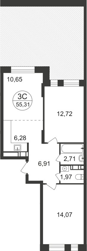 3-комнатная квартира с полной отделкой, 54.4 м2, 2 этаж, дом сдан, ЖК Люберцы, корпус 66 - объявление 2335614 - фото №1
