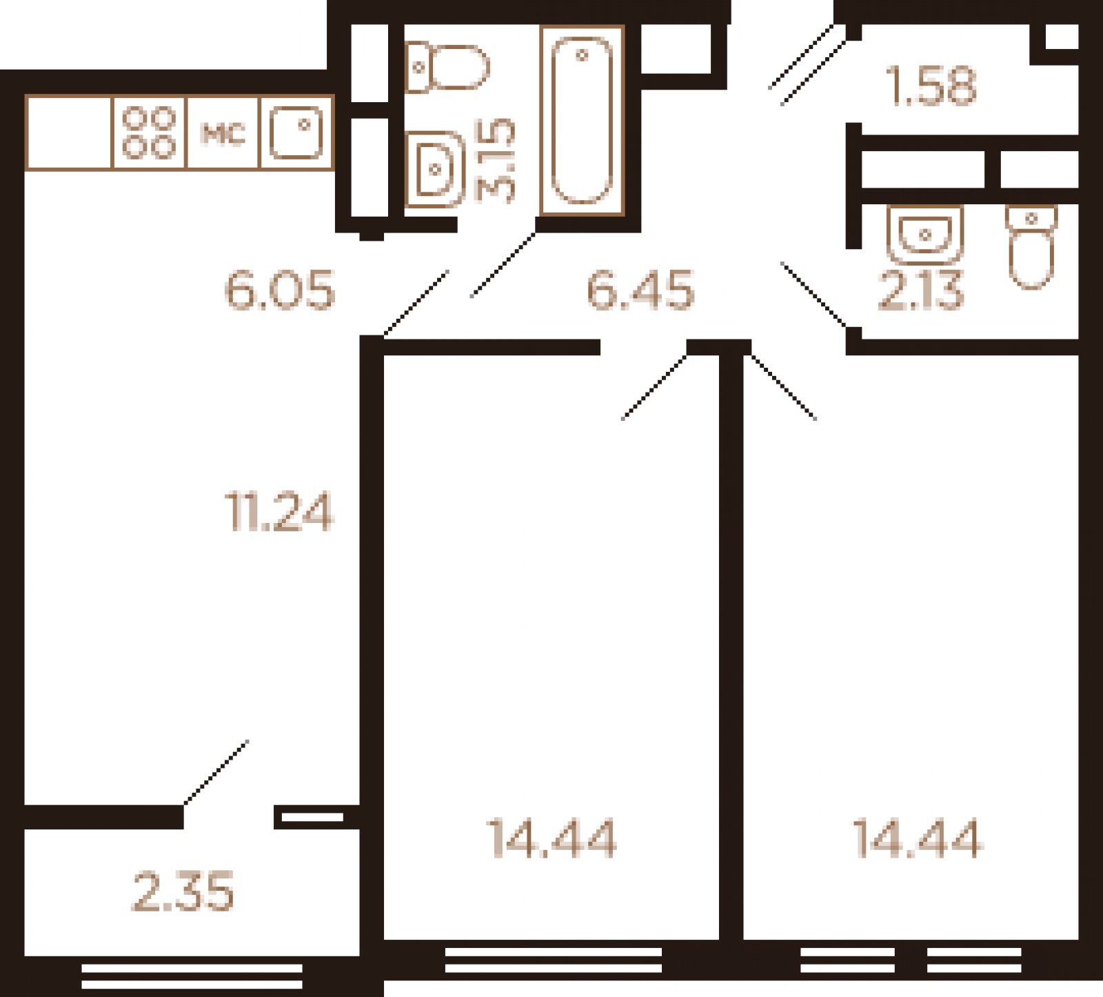 3-комнатная квартира с полной отделкой, 61 м2, 5 этаж, дом сдан, ЖК Миниполис Рафинад, корпус 10 - объявление 2033300 - фото №1