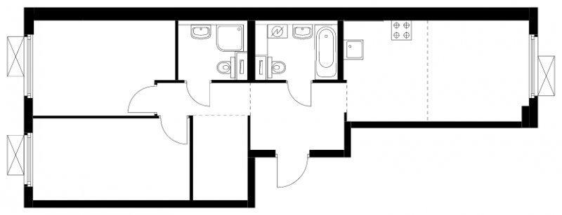 3-комнатная квартира (евро) с полной отделкой, 62 м2, 8 этаж, сдача 4 квартал 2024 г., ЖК Бунинские луга, корпус 3.4.1 - объявление 1782155 - фото №1