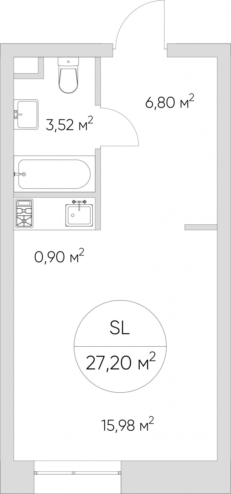 Студия без отделки, 27.2 м2, 4 этаж, дом сдан, ЖК N'ICE LOFT, корпус 1 - объявление 2415753 - фото №1