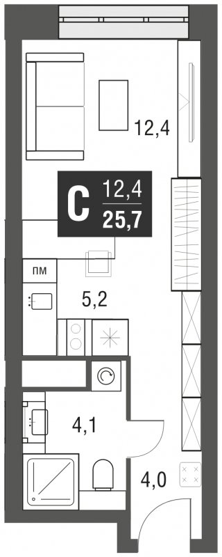 Студия с полной отделкой, 25.7 м2, 8 этаж, сдача 2 квартал 2024 г., ЖК AFI Tower, корпус 1 - объявление 1930889 - фото №1