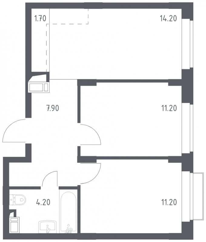 2-комнатная квартира с полной отделкой, 50.4 м2, 15 этаж, сдача 1 квартал 2023 г., ЖК Алхимово, корпус 3.1 - объявление 1470057 - фото №1