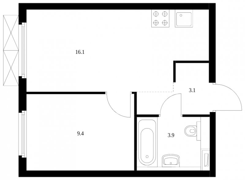 1-комнатная квартира с полной отделкой, 32.5 м2, 25 этаж, сдача 3 квартал 2024 г., ЖК Руставели 14, корпус 2.3 - объявление 1679670 - фото №1