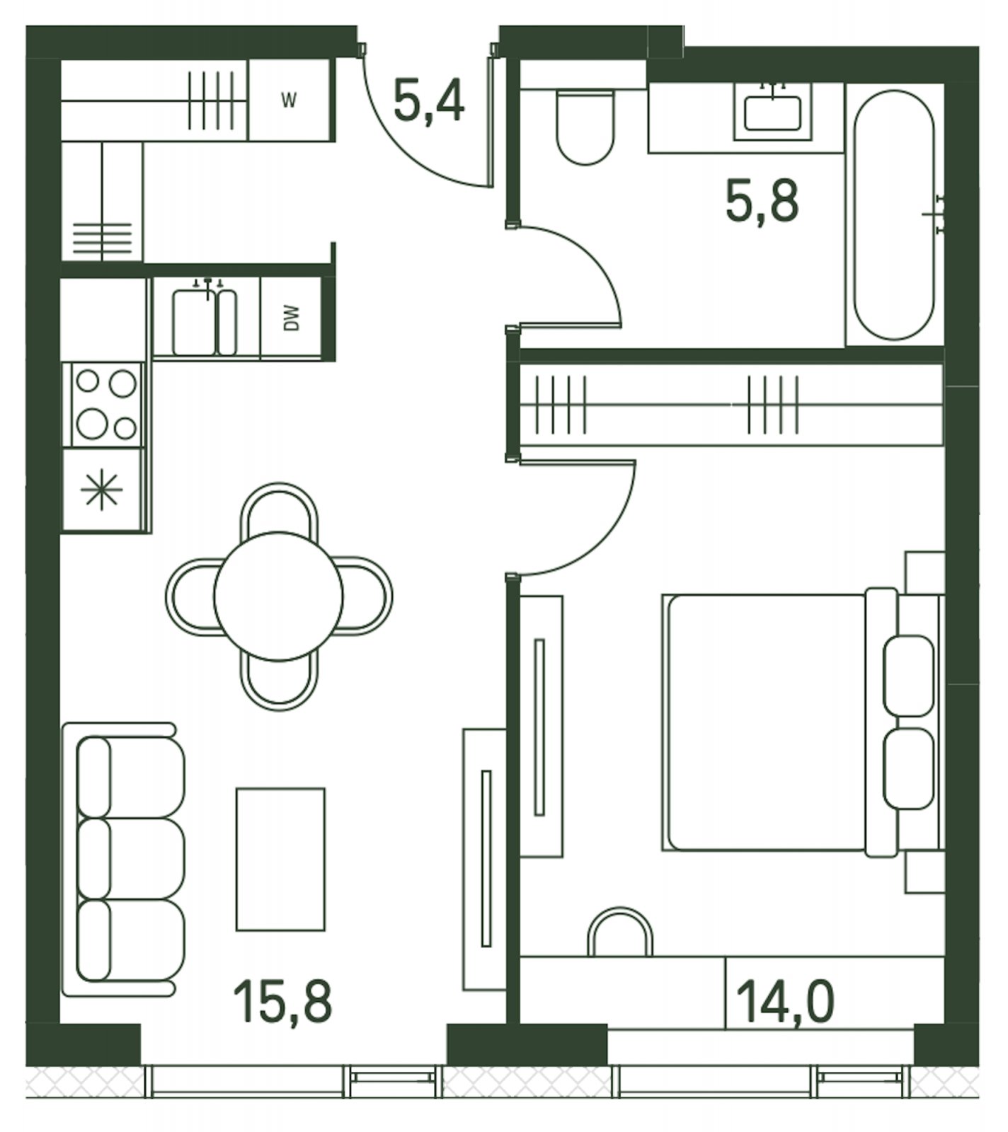 1-комнатная квартира с частичной отделкой, 41 м2, 17 этаж, сдача 1 квартал 2027 г., ЖК Moments, корпус 2.1 - объявление 2267484 - фото №1