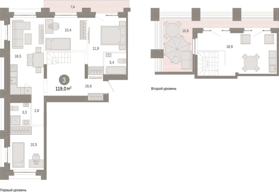 3-комнатная квартира с частичной отделкой, 119 м2, 7 этаж, сдача 3 квартал 2026 г., ЖК Квартал Метроном, корпус 2 - объявление 2300710 - фото №1