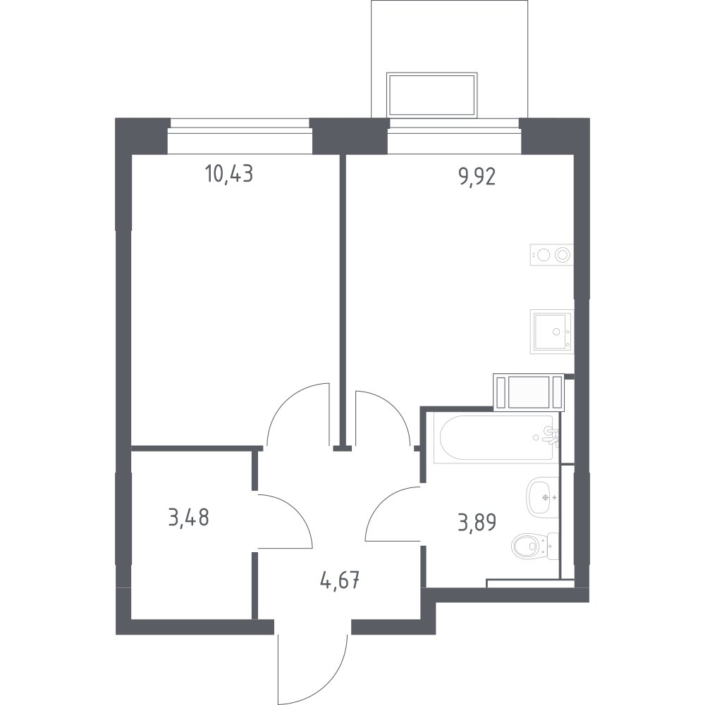 1-комнатная квартира с полной отделкой, 32.39 м2, 11 этаж, сдача 1 квартал 2025 г., ЖК Алхимово, корпус 15 - объявление 2138944 - фото №1