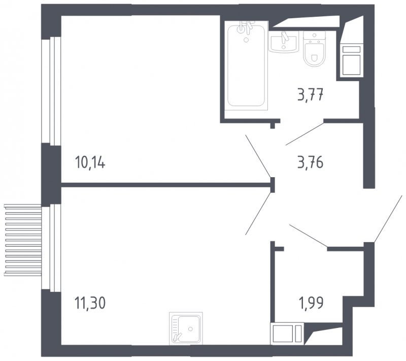 1-комнатная квартира с полной отделкой, 30.96 м2, 13 этаж, сдача 3 квартал 2023 г., ЖК Мытищи Парк, корпус 2 - объявление 1568563 - фото №1