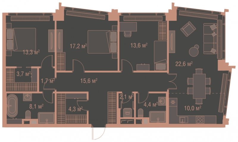 3-комнатная квартира без отделки, 116.6 м2, 16 этаж, сдача 1 квартал 2025 г., ЖК HIGH LIFE, корпус Fell Tower - объявление 1767867 - фото №1