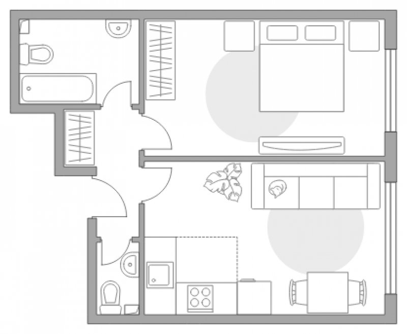2-комнатная квартира с полной отделкой, 43.8 м2, 3 этаж, сдача 3 квартал 2023 г., ЖК Тринити-2, корпус 5 - объявление 1581803 - фото №1
