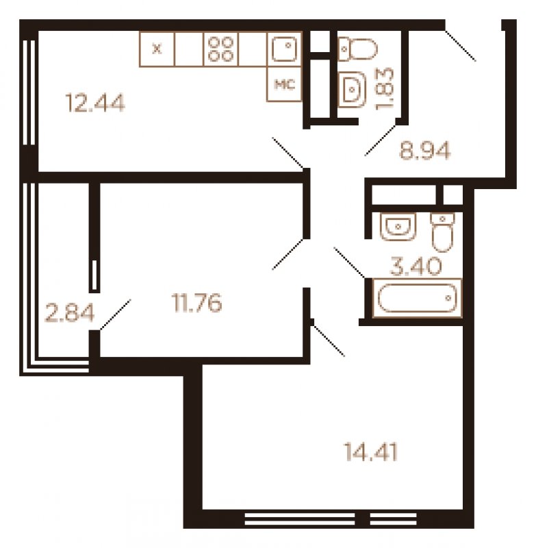 2-комнатная квартира с полной отделкой, 55 м2, 8 этаж, дом сдан, ЖК Миниполис Рафинад, корпус 5 - объявление 1464236 - фото №1