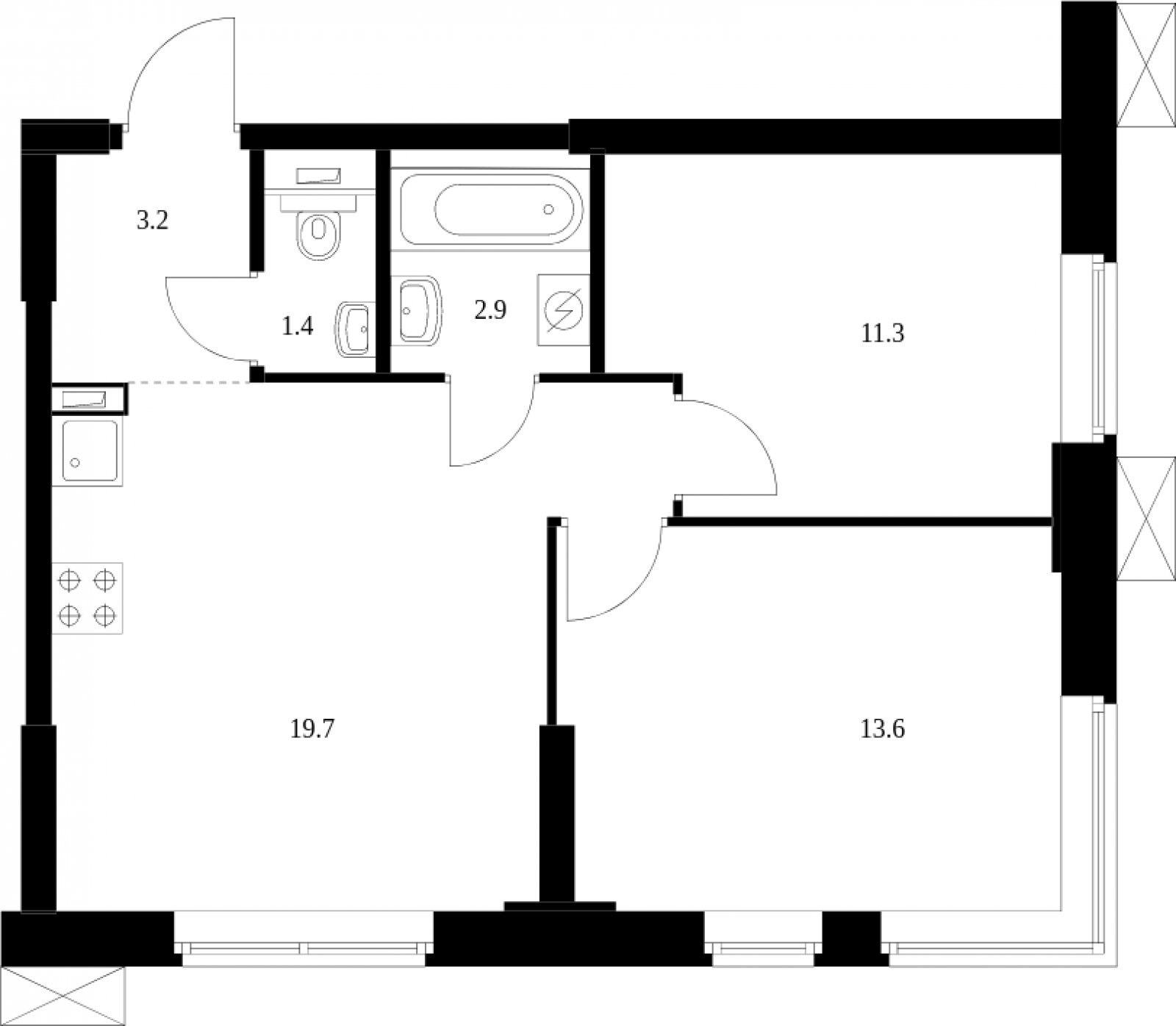 2-комнатные апартаменты с полной отделкой, 51.7 м2, 2 этаж, сдача 2 квартал 2023 г., ЖК Волоколамское 24, корпус 3 - объявление 2008386 - фото №1