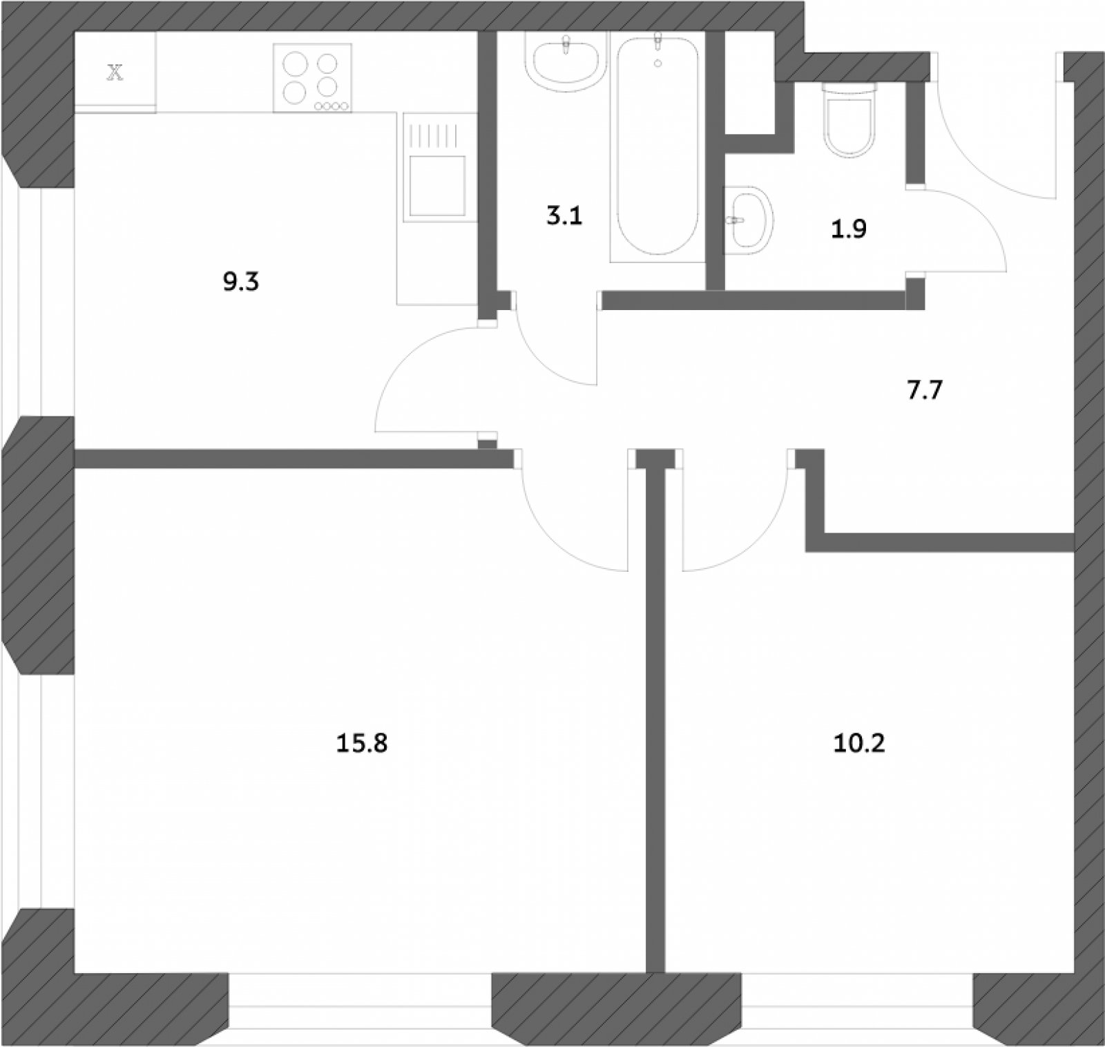 3-комнатная квартира без отделки, 86.7 м2, 2 этаж, сдача 4 квартал 2023 г., ЖК Городские истории, корпус 3 - объявление 2019744 - фото №1