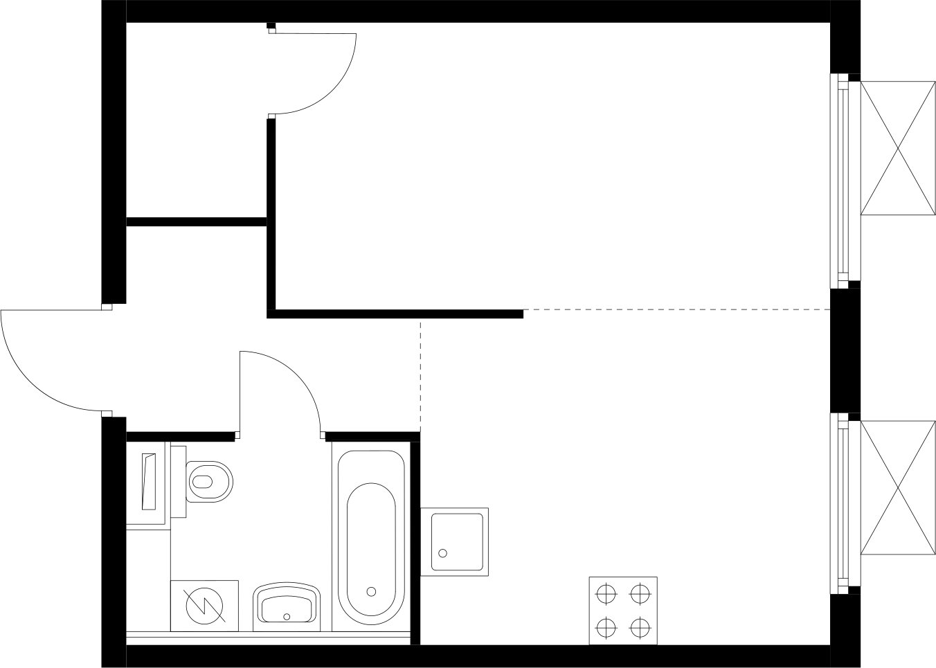 1-комнатная квартира с полной отделкой, 32.23 м2, 4 этаж, сдача 3 квартал 2025 г., ЖК Середневский лес, корпус 4.2 - объявление 2368001 - фото №1