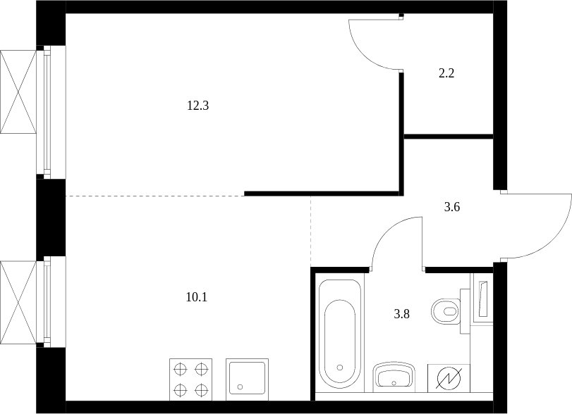 1-комнатная квартира с полной отделкой, 32 м2, 12 этаж, сдача 3 квартал 2024 г., ЖК Люблинский парк, корпус 15 - объявление 1996809 - фото №1