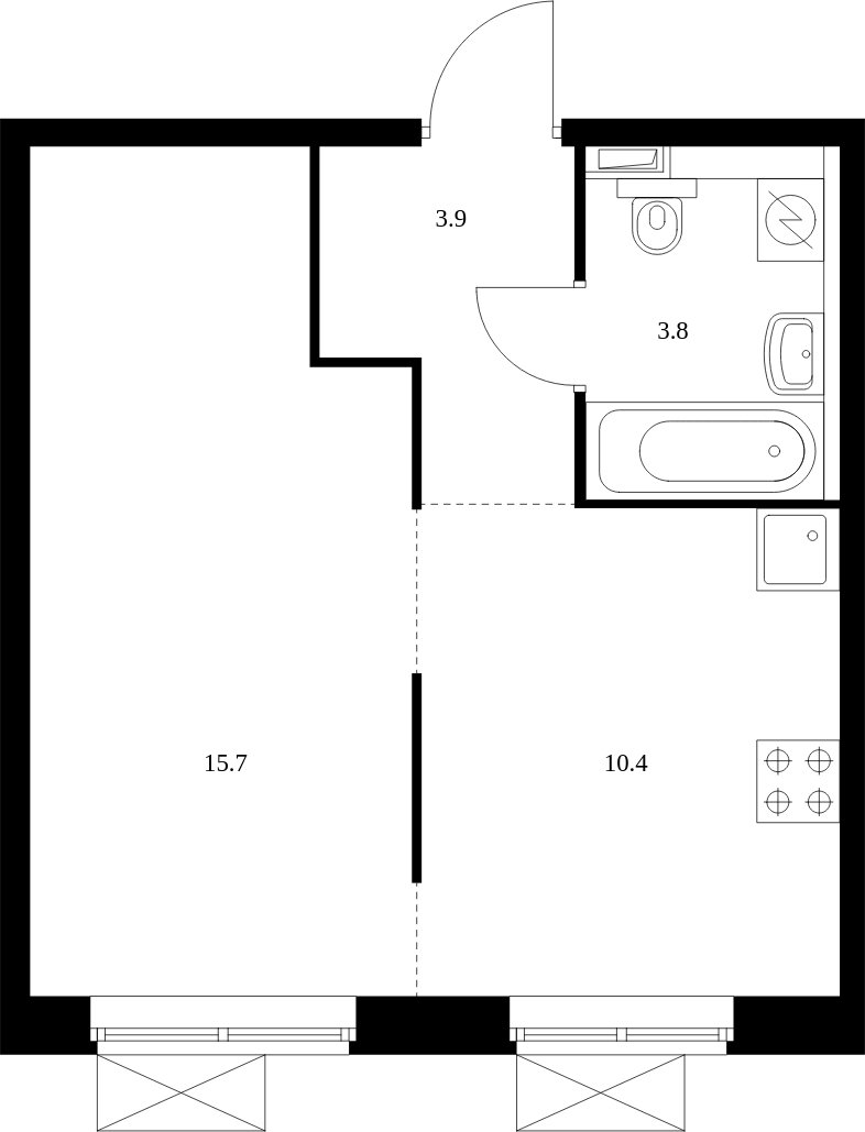 1-комнатная квартира с полной отделкой, 33.8 м2, 2 этаж, сдача 4 квартал 2023 г., ЖК Восточное Бутово, корпус 15 - объявление 1996154 - фото №1