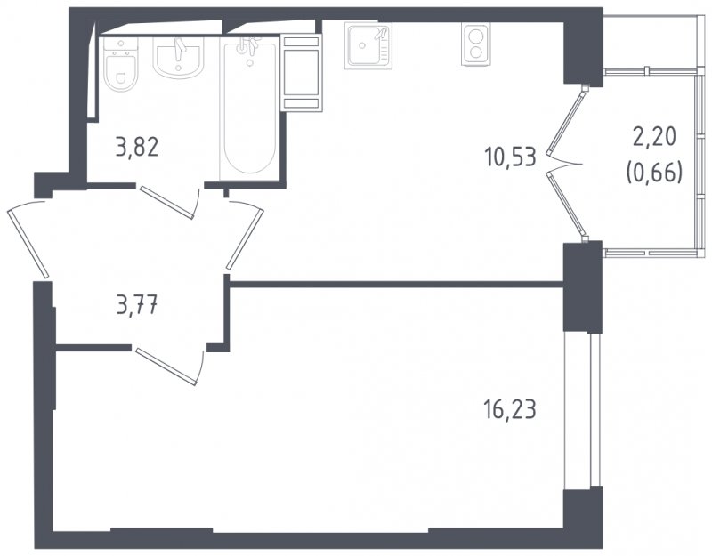 1-комнатная квартира с полной отделкой, 35.01 м2, 12 этаж, сдача 3 квартал 2024 г., ЖК Томилино Парк, корпус 5.1 - объявление 1830127 - фото №1