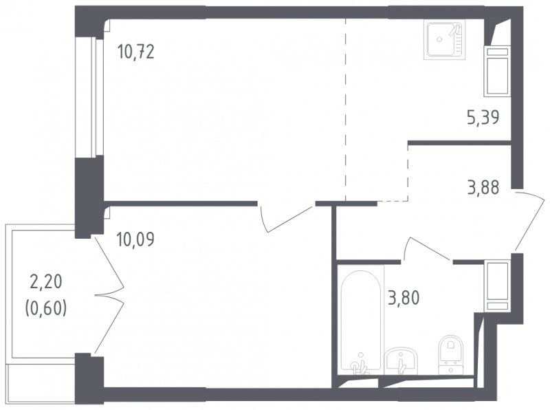 2-комнатная квартира с полной отделкой, 34.54 м2, 15 этаж, сдача 3 квартал 2024 г., ЖК Томилино Парк, корпус 5.2 - объявление 1823162 - фото №1