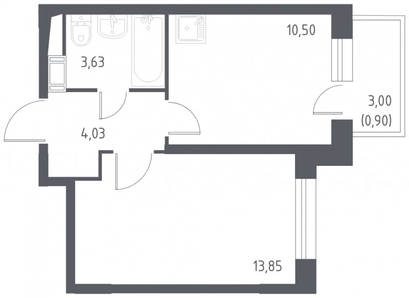 1-комнатная квартира с полной отделкой, 32.91 м2, 10 этаж, сдача 3 квартал 2023 г., ЖК Люберцы, корпус 66 - объявление 1671072 - фото №1