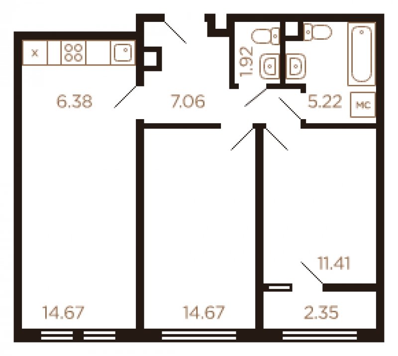 3-комнатная квартира без отделки, 62 м2, 8 этаж, сдача 4 квартал 2022 г., ЖК Миниполис Рафинад, корпус 9 - объявление 1463914 - фото №1
