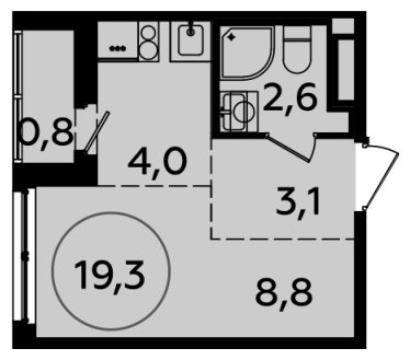Студия с полной отделкой, 19.3 м2, 6 этаж, сдача 4 квартал 2023 г., ЖК Испанские кварталы, корпус 8.1 - объявление 1634978 - фото №1