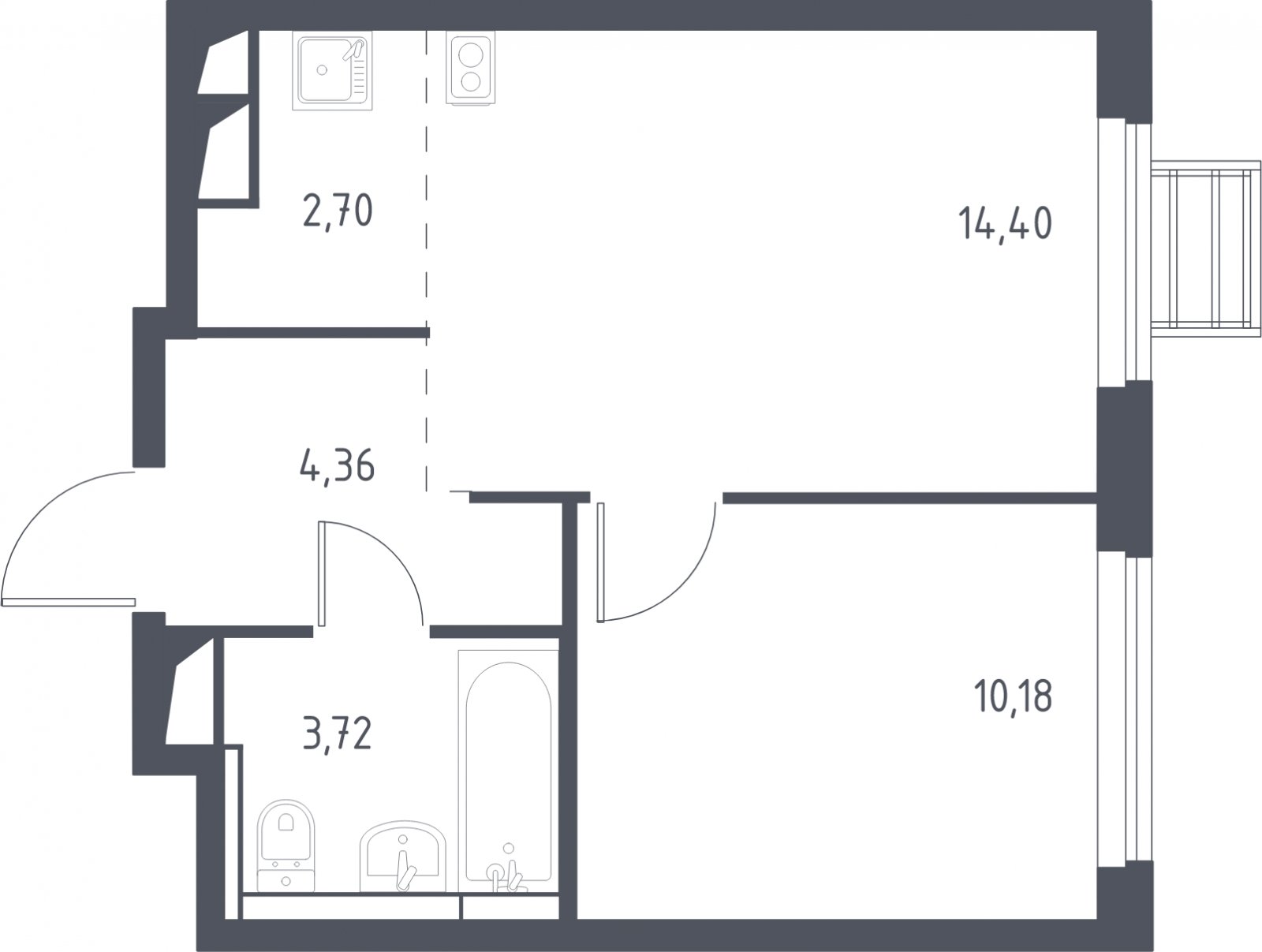2-комнатная квартира с полной отделкой, 35.36 м2, 2 этаж, дом сдан, ЖК Пригород Лесное, корпус 6 - объявление 2006499 - фото №1