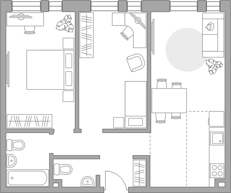 3-комнатная квартира без отделки, 60 м2, 15 этаж, сдача 2 квартал 2025 г., ЖК MYPRIORITY Dubrovka, корпус 1 - объявление 1993234 - фото №1