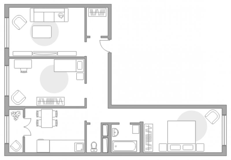 3-комнатная квартира без отделки, 69.26 м2, 1 этаж, сдача 3 квартал 2022 г., ЖК Новая Рига, корпус 1.4 - объявление 1437898 - фото №1